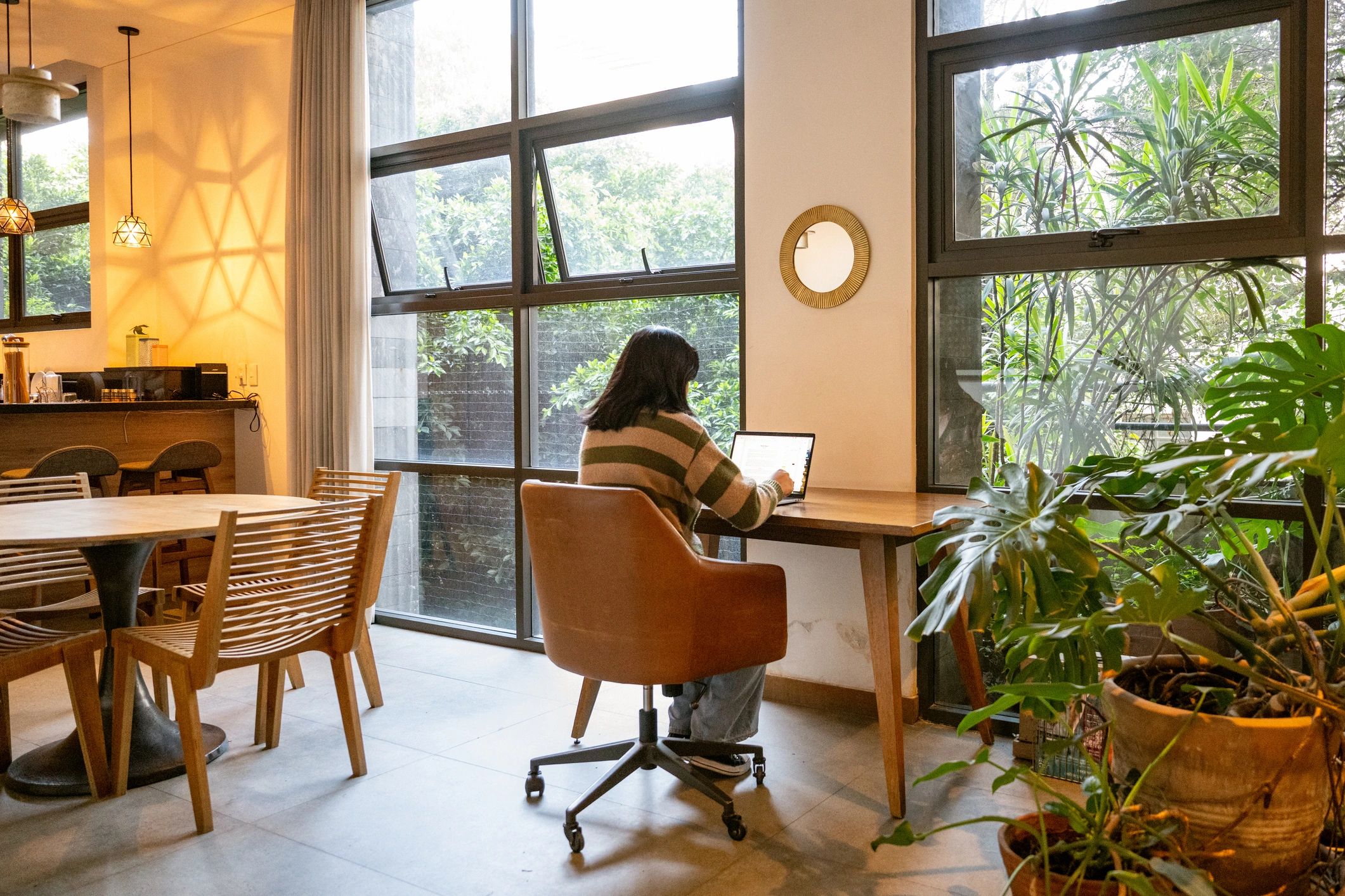 University student working at home